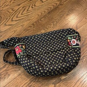 Floral Patterned Vera Bradley Black and Gold Women's Cloth Tote Bag